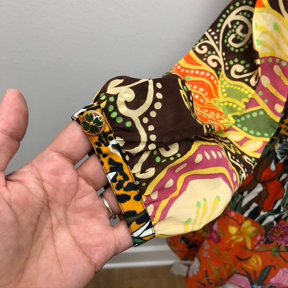 Gucci Fit And Flare Dress Womens 40 Small Floral Printed Belted Boho Designer - Picture 5 of 13